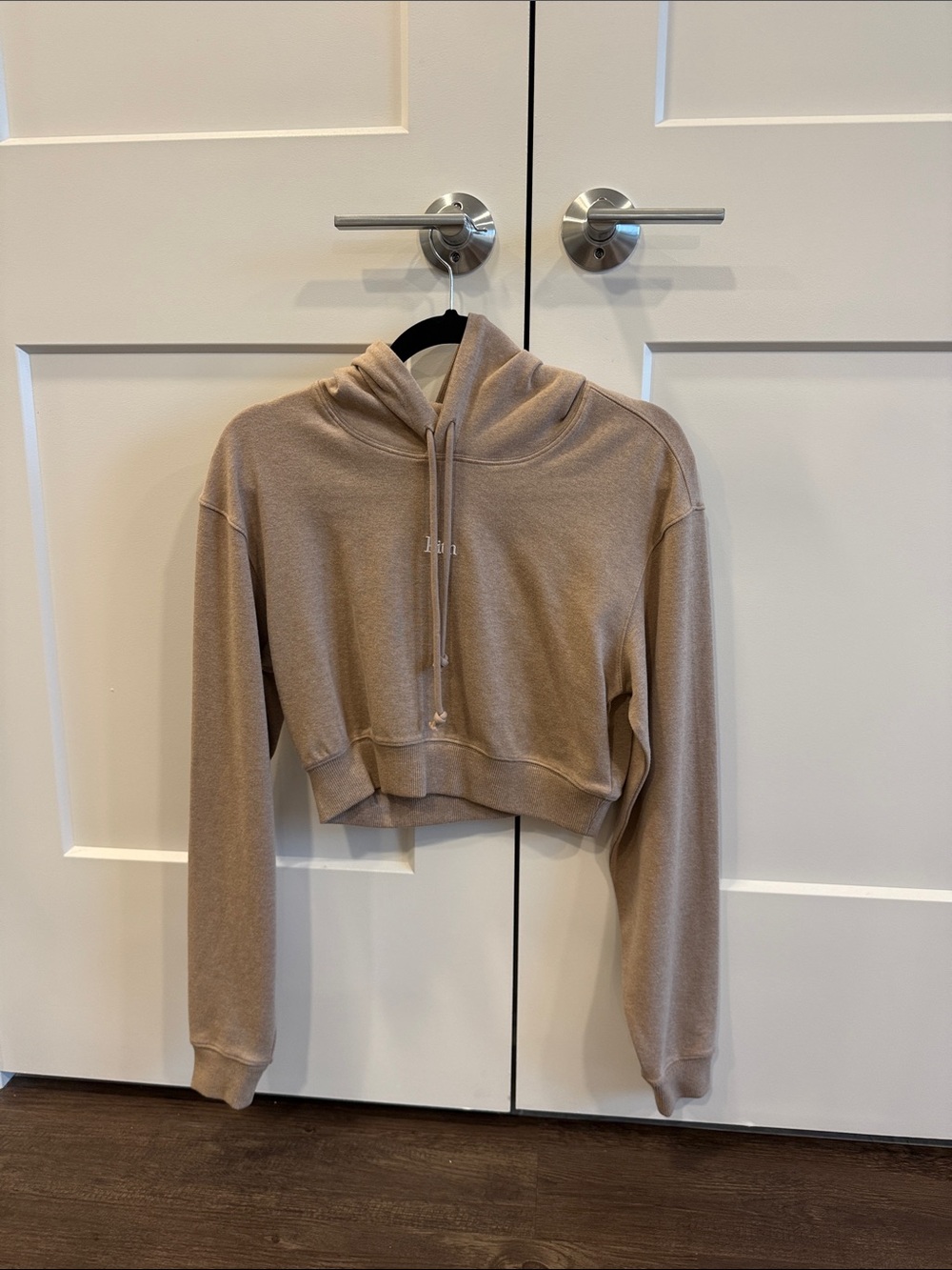 Kith Cropped Taupe Hoodie with Drawstring
